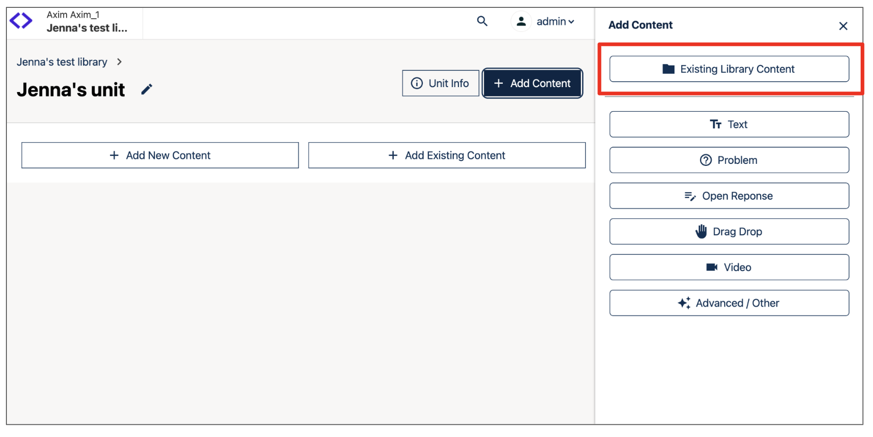 A screenshot highlighting the sidebar where the component type can be selected